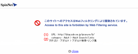Forbidden URL window