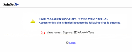 Virus detected window