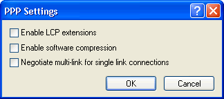 The "PPP Settings" window