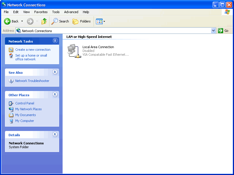 The "Network Connections" window