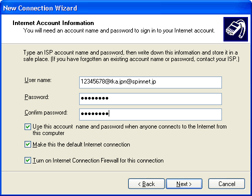 Internet Account Information