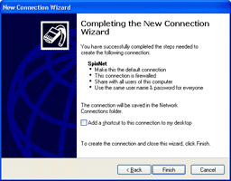 Completing the New Connection Wizard