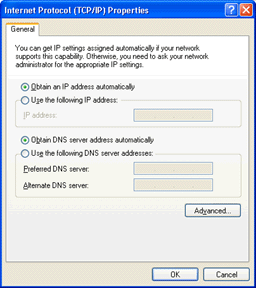 The "General" tab of the "Internet Protocol (TCP/IP) Properties" window